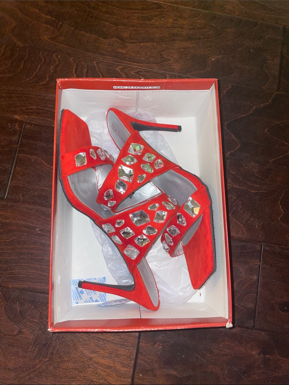 Hot Tomato Red Jeweled Stiletto Sandals